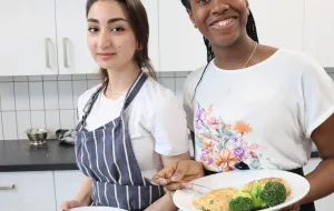 Young people at Unitas with their food