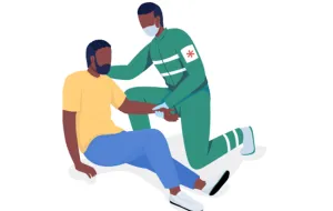 Image of paramedic treating patient 