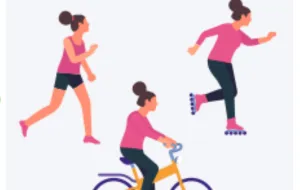 white background with people doing exercise.