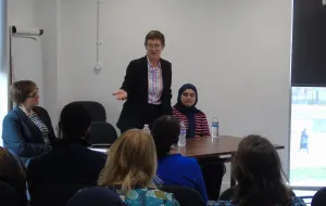 Dr Jeanelle de Gruchy speaking at Barnet Council.