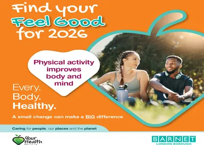 The image shows a man and a woman relaxing after physical activity