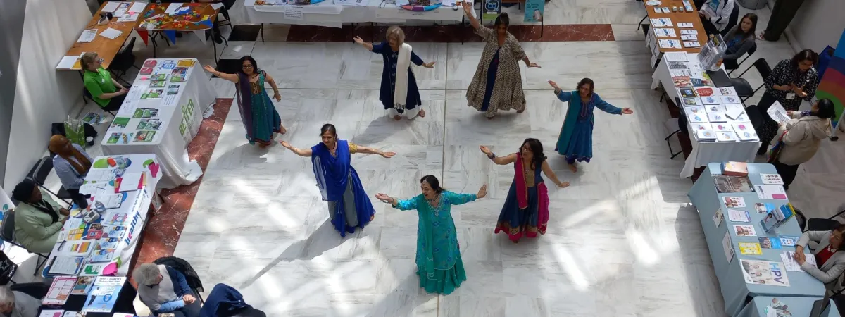 Picture of Edgware Dance Group performing a bollywood dance routine at the diabetes week event