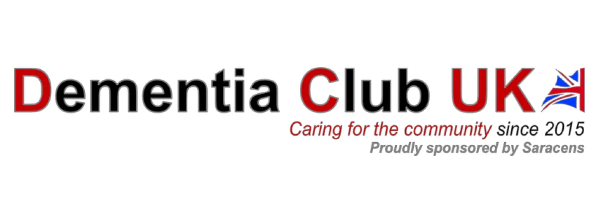 Dementia Club UK logo: a Great British flag with the text 'Dementia Club UK' and the tagline 'Caring for the community since 2015'