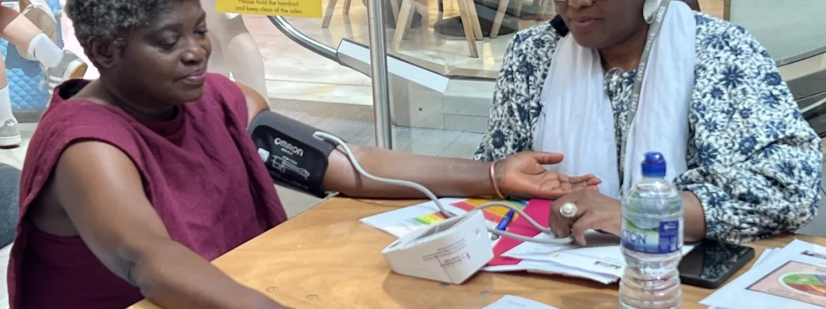 A Barnet Resident receiving a blood pressure check