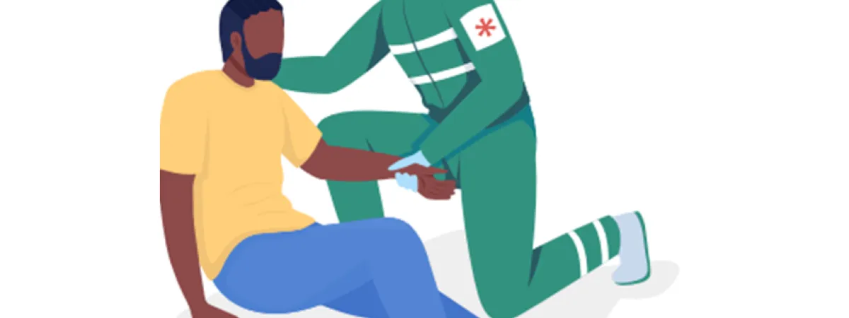 Image of paramedic treating patient 