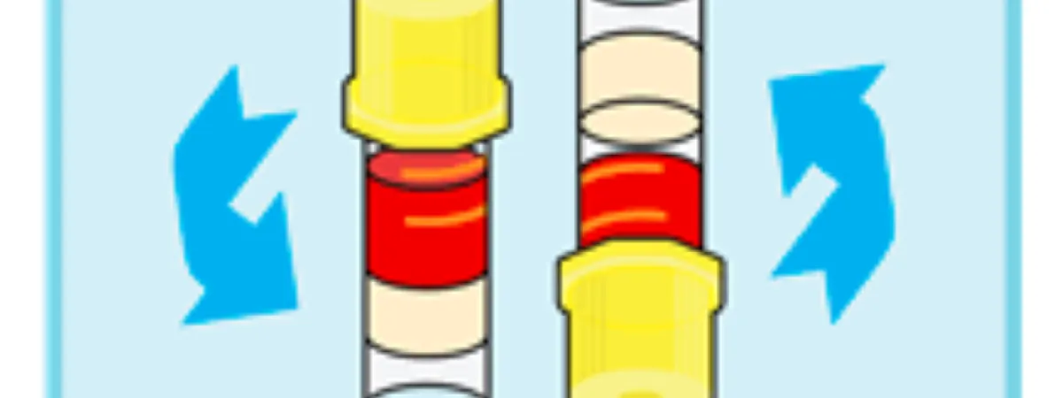 Blue background with two test tubes filled with blood.