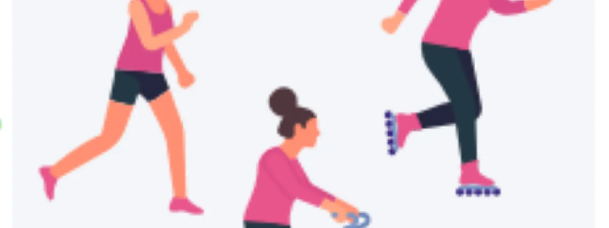 white background with people doing exercise.
