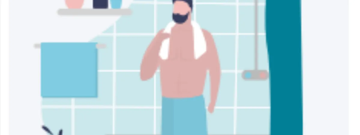 White background with person outside the shower.