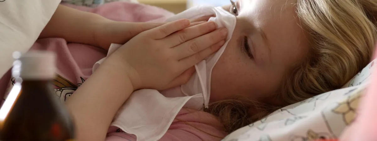A toddler with the flu